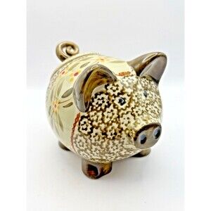 Temptations Old World Green Pig Spice Tea Jar Canister with Lid Stoneware